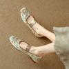 Fashion Spring/Autumn Chinese Style Women's Embroidered Low Heels Shoes Retro Square Head Shallow Comfor Soft Bottom Mary Janes Shoe