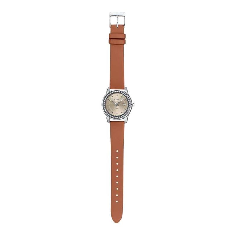 Casio STANDARD series 50 meters waterproof quartz movement leather strap Japanese and Korean watch women's watch gold dial LTP-1358L-5A