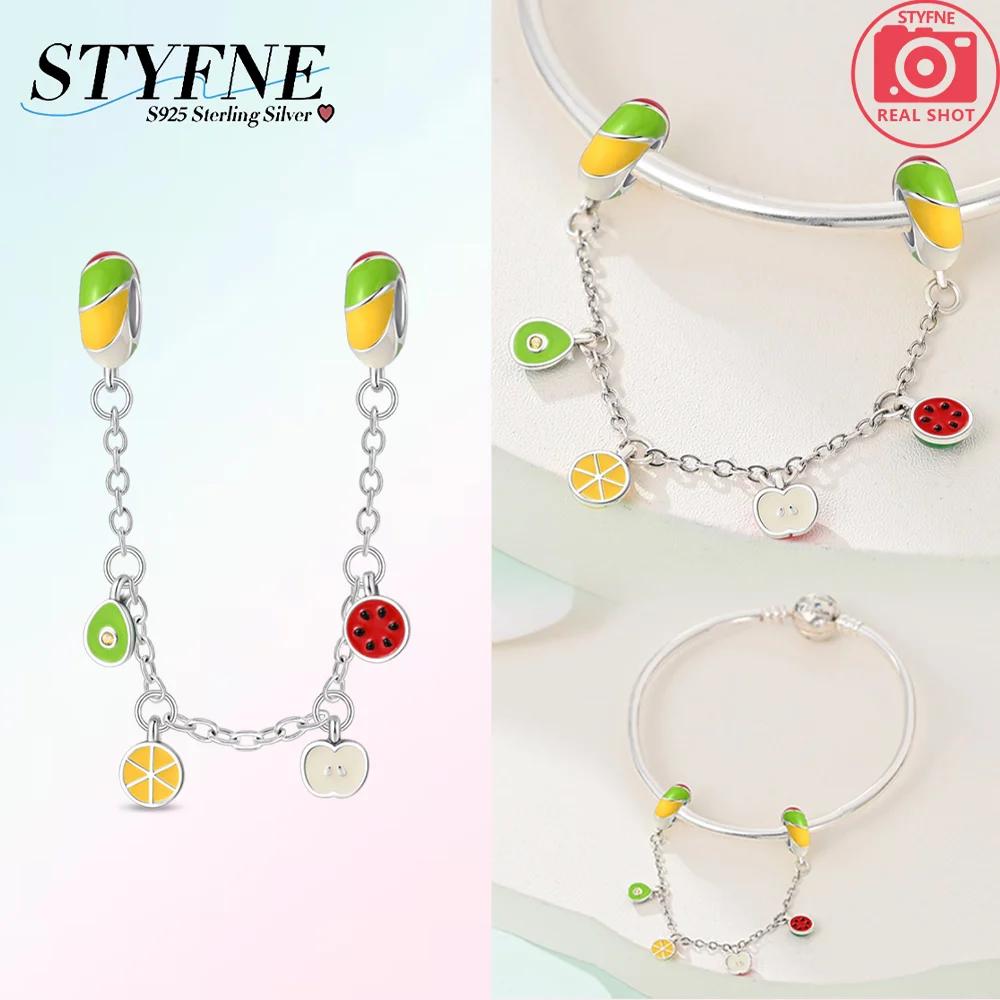 925 Silver Pink Flower Butterfly Fixed Chain Star Moon Heart Pendant Bead Bracelet Women Fine Gift Jewelry Accessory