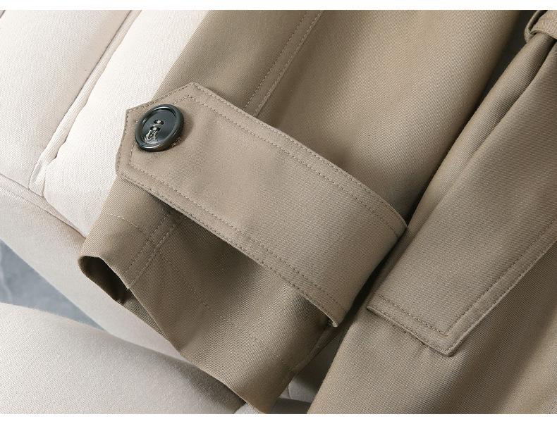 Женский серый тренч средней длины - Весна Осень 2025, Корейский дизайн для миниатюрных, Британский стиль