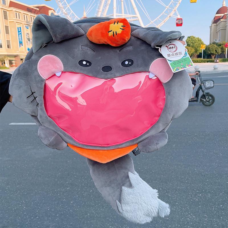 Приятный плюшевый рюкзак с Козленком и Большим Злым Волком, большая вместимость, для школьников и детей