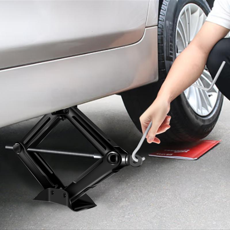 2Ton Mechanical Manual Scissor Jacks With Stabilizer Base & Handle For Car/SUV Tire Replacement And Emergency Roadside Repair