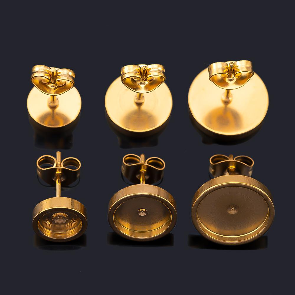 10pcs 2pcs Stainless Steel Round Blank Post Studs Base Pins Earrings Base Settings DIY Jewelry Findings Supplies Bulk Wholesale