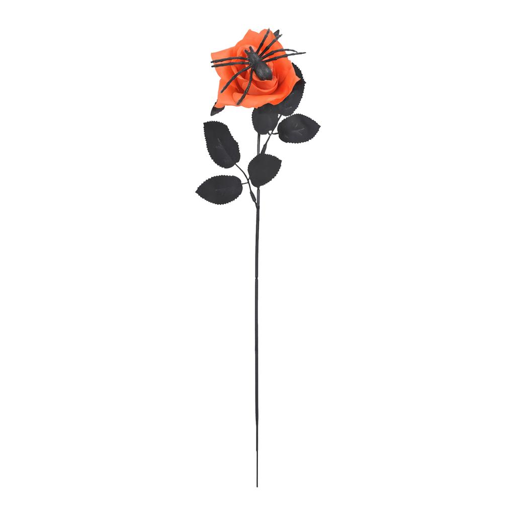 Flexible Black Spider Rose Flower Stem Bouquet Halloween Decoration Adjustable Silk Floral Arrangement Accessory