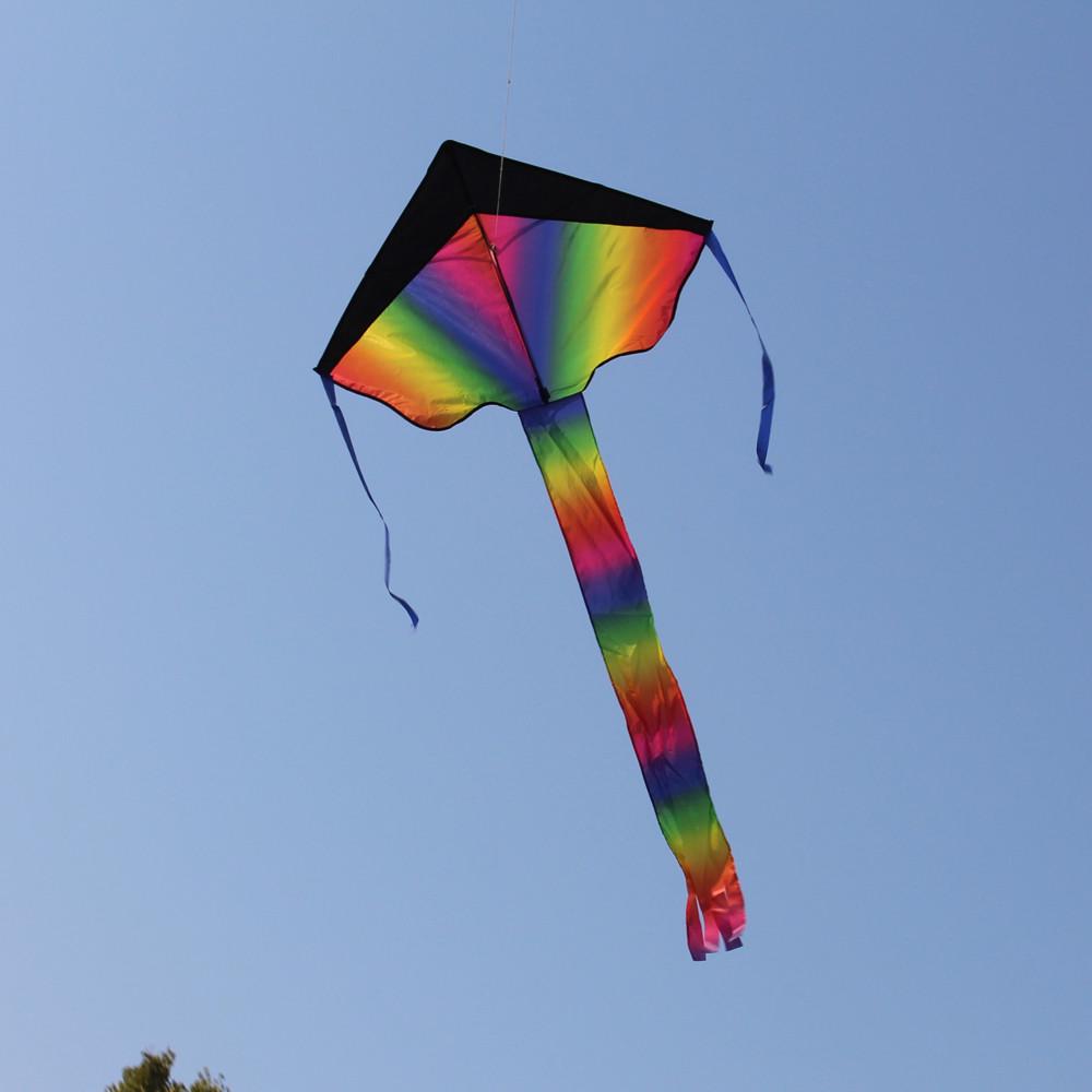 105cm Kids Large Rainbow Kite Outdoor Toys Beach Fun Durable Rainbow Kite