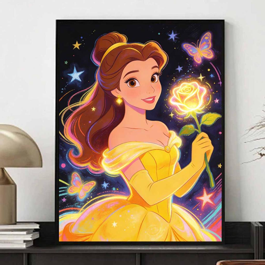 Disney 5D DIY All Diamond Art Painting Kit Belle Enchanted Rose Home Decor GiftSparkle & Shine