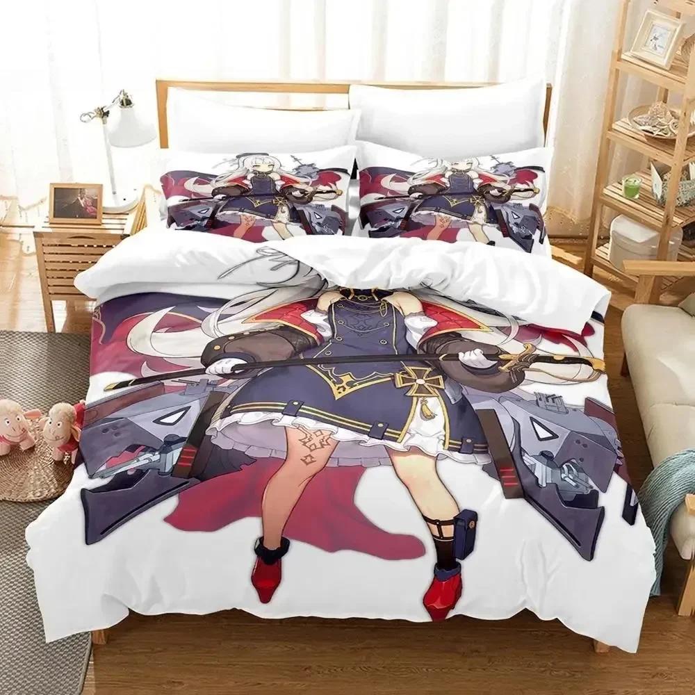 Azur Lane Художественное постельное белье Односпальное Двуспальное Полный Queen King Размер Постельное белье Взрослый Детская спальня Комплекты с пододеяльником 3D Печать Комплект постельного белья