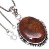 Pendant Bird Eye Jasper Gemstone Handicraft Valentine'Day Silver Jewelry 2"