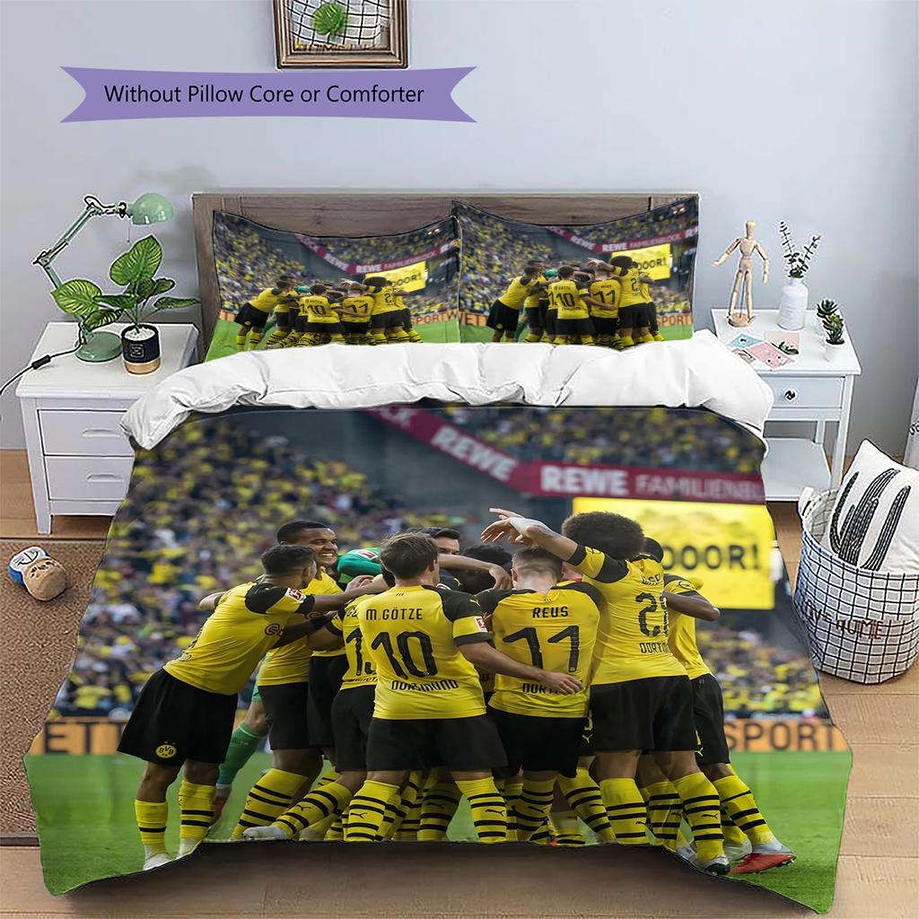 Dortmund Pattern Bedding Home Decoration Birthday Gift (1 * duvet cover + 2 * pillowcase, without core)