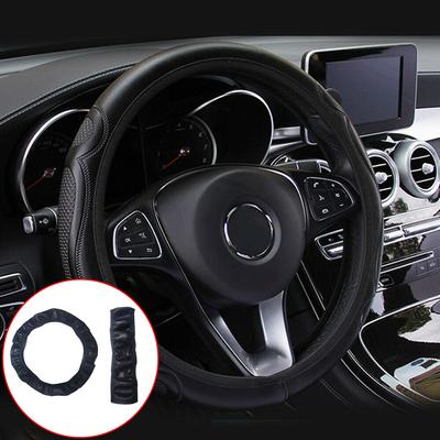 1 шт. Универсальный черный чехол на руль автомобиля, качественная кожа, дышащая, противоскользящая, 15''/37-38 см, аксессуары для салона автомобиля