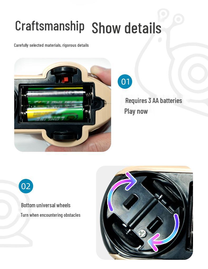 Детская электрическая игрушка-улитка с проекцией, звуком, светом и автоматическим обходом препятствий
