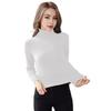 Women Knitting Tops High Collar Long Sleeve Solid Color Warm Fleece Lining Pullover Tops Slim Fit Thickened Knitwear Daily Wear