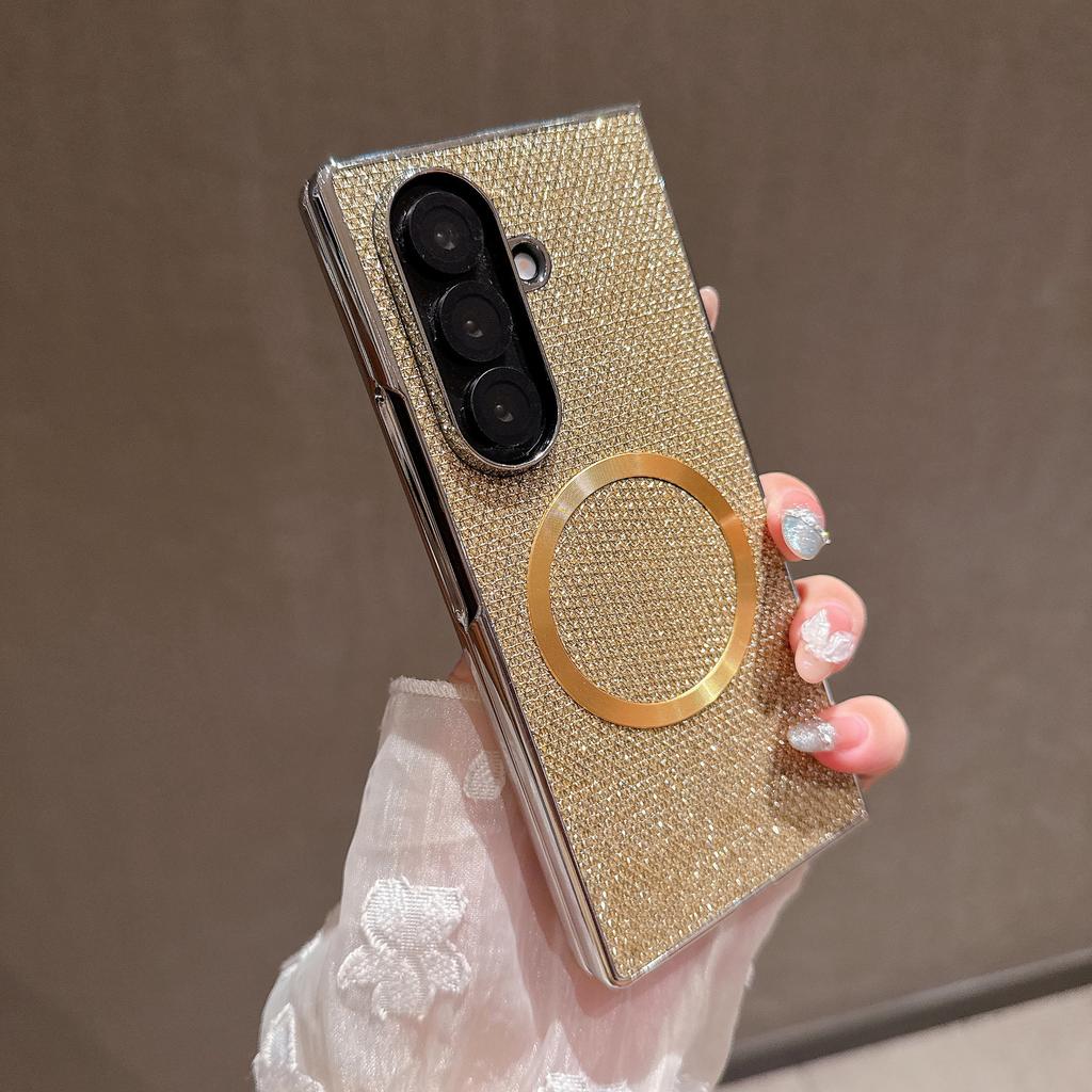 Применимо к чехлу для мобильного телефона Samsung Z Fold8 7/6 с блестящим покрытием, беспроводной зарядкой, магнитным кольцом 5/4/3, противоударной защитной крышкой