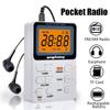 Pocket AM/FM Radio Portable LCD Display Radio Receiver Mini MP3 Player with Earphone Universal Walkman Support TF Card Play