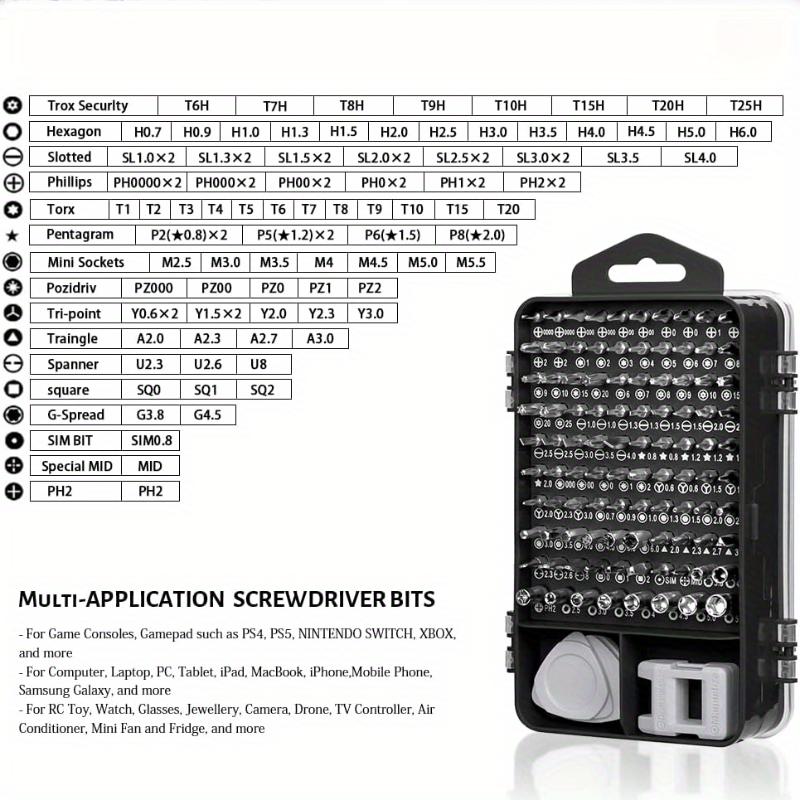 Набор прецизионных отверток, набор инструментов для ремонта электроники, микромагнитные биты для iPhone, компьютера, ПК, ноутбука, телефона, Mac, планшета, домашнего ремонта, 115 в 1