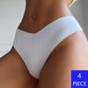 4Pcs/Lot Women Sexy Ice Silk Panties Low-waist No Trace Underwear Thong Female G String Breathable Lingerie Temptation Intimates