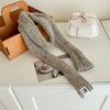 Niche Design Thin And Narrow Strip Solid Color Wool Scarf Women'S Winter High-End Fashion Knitted Scarf