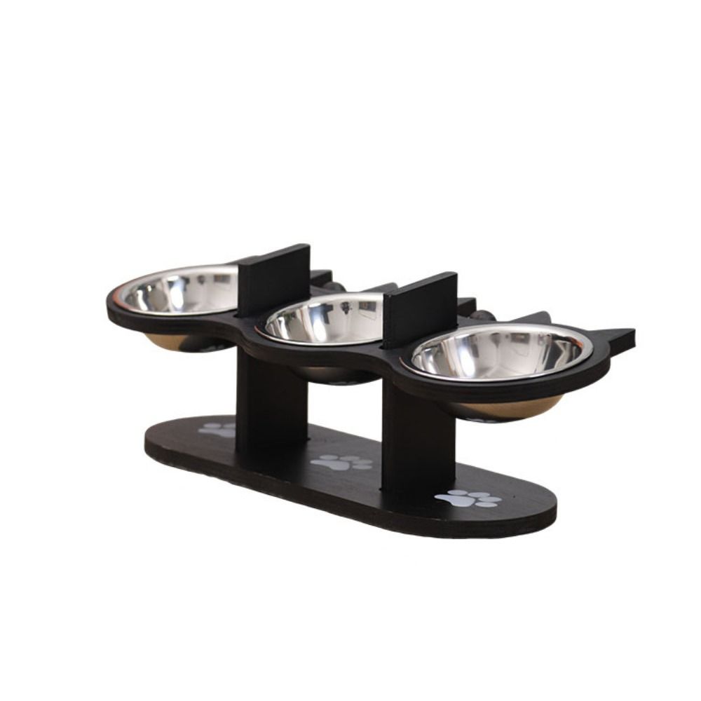Деревянная стойка для корма для домашних животных, миска для воды из нержавеющей стали, симпатичная приподнятая миска для кошек и собак, лакомства для домашних животных