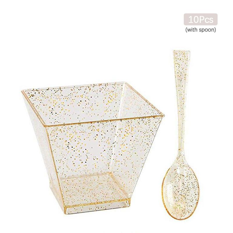 10 шт. Пластиковые стаканчики для десерта трапециевидной формы одноразовые контейнеры для торта и десерта