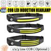 LED Headlights, 5 Lighting Modes, Super Bright Sensing COB Headlights, Flashlight, USB Rechargeable Headlights, 6 Optional Outdoor Camping Lights
