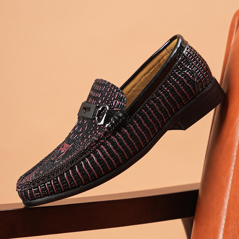 Модные мужские кожаные лоферы с тиснением под крокодила, нескользящие, для ходьбы, повседневная обувь слипоны для улицы, мужская рабочая офисная обувь для вождения, мокасины