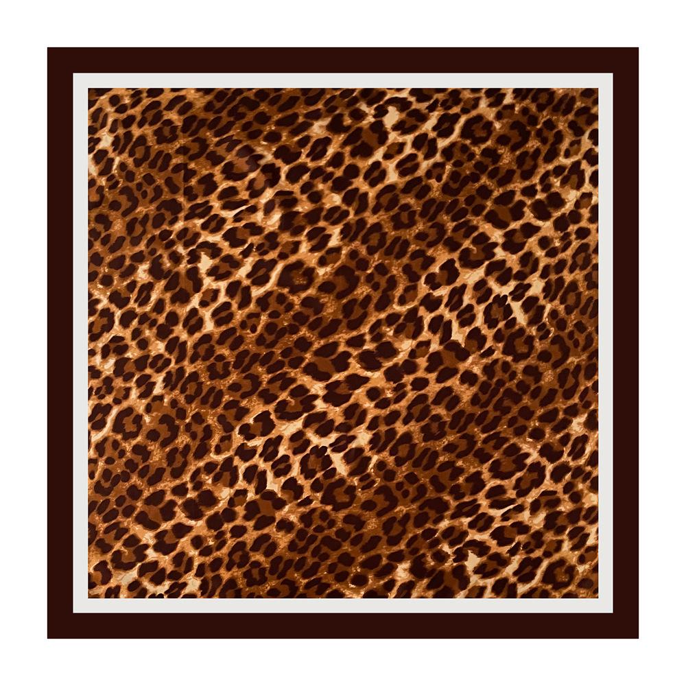 90s print leopard print elegant fashion headscarf faux silk women's versatile head wrap retro satin square scarf