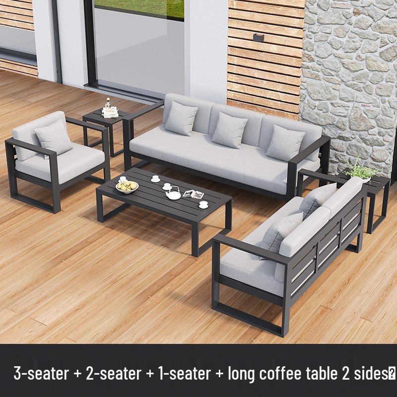 Aluminum Alloy Outdoor Patio Sofa - Sunproof & Waterproof Lounge Furniture for Garden, Terrace, or Office.
