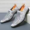 Fashion Britain New Men Pointed Leopard Pattern Patchwork Casual Dress Derby Shoes Male Formal Wedding Homecoming Footwear