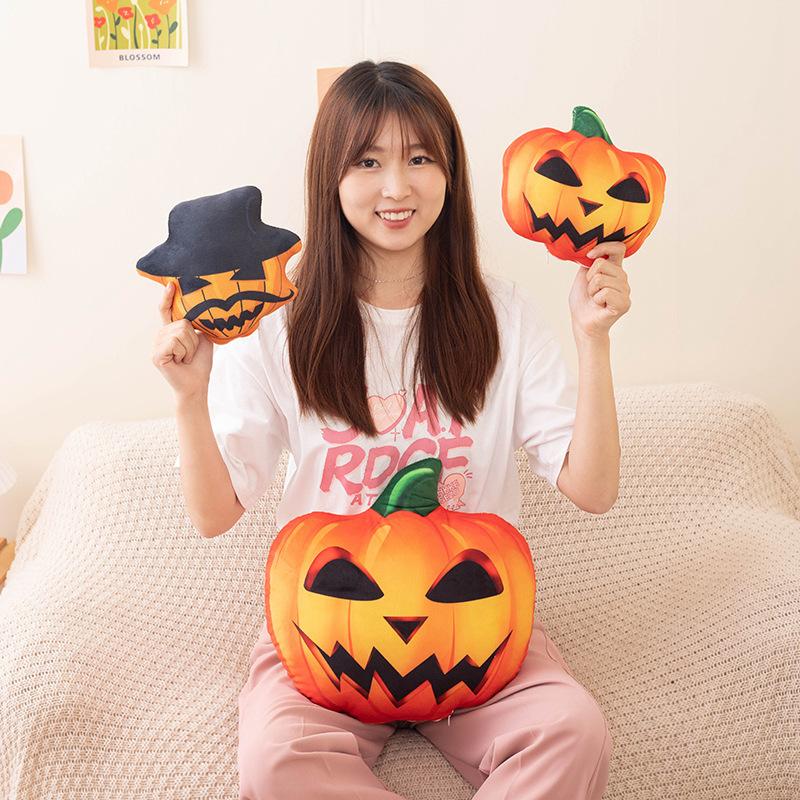 Cartoon Spoof Halloween Pumpkin Bat Zombie Doll Pillow Illuminated Holiday Decoration Plush Toy