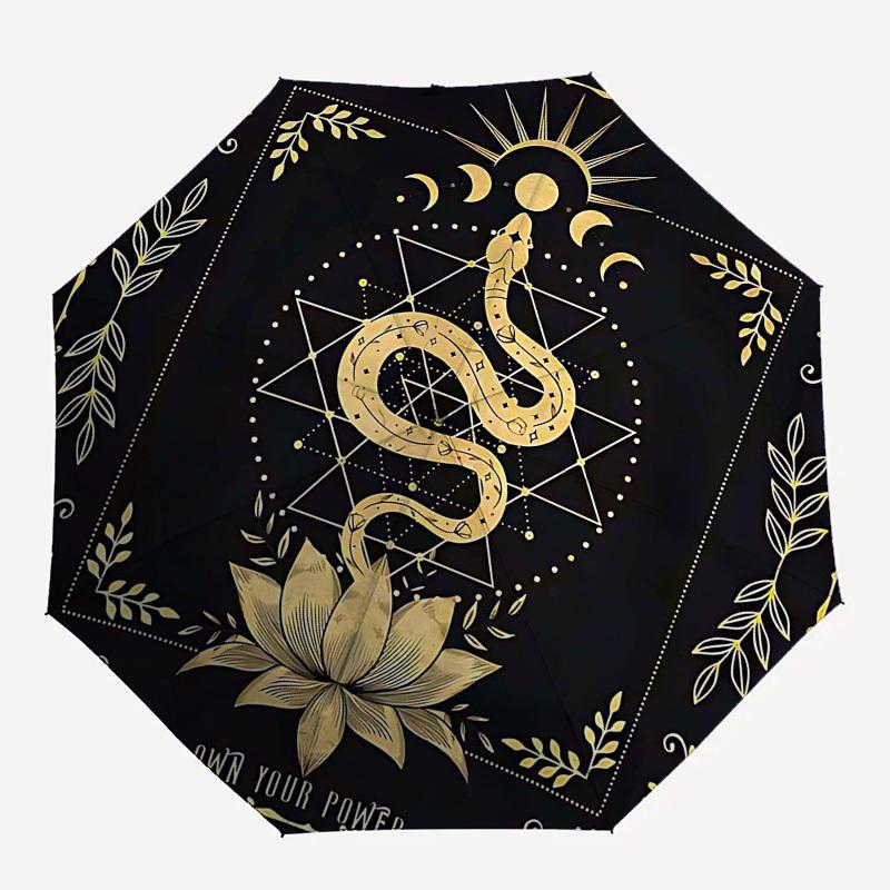 1PC Snake Lotus Umbrella-8-Rib Reinforced, Automatic Open, Lightweight & Durable, Fashion Accessory for Outdoor, Beach L0342