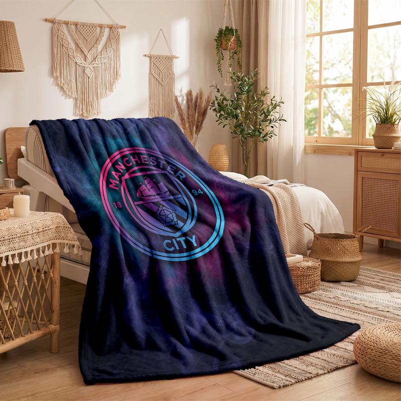 Manchester City Theme Fleece Blanket Cozy Soft Plush Blanket For Bedroom Couch Travel