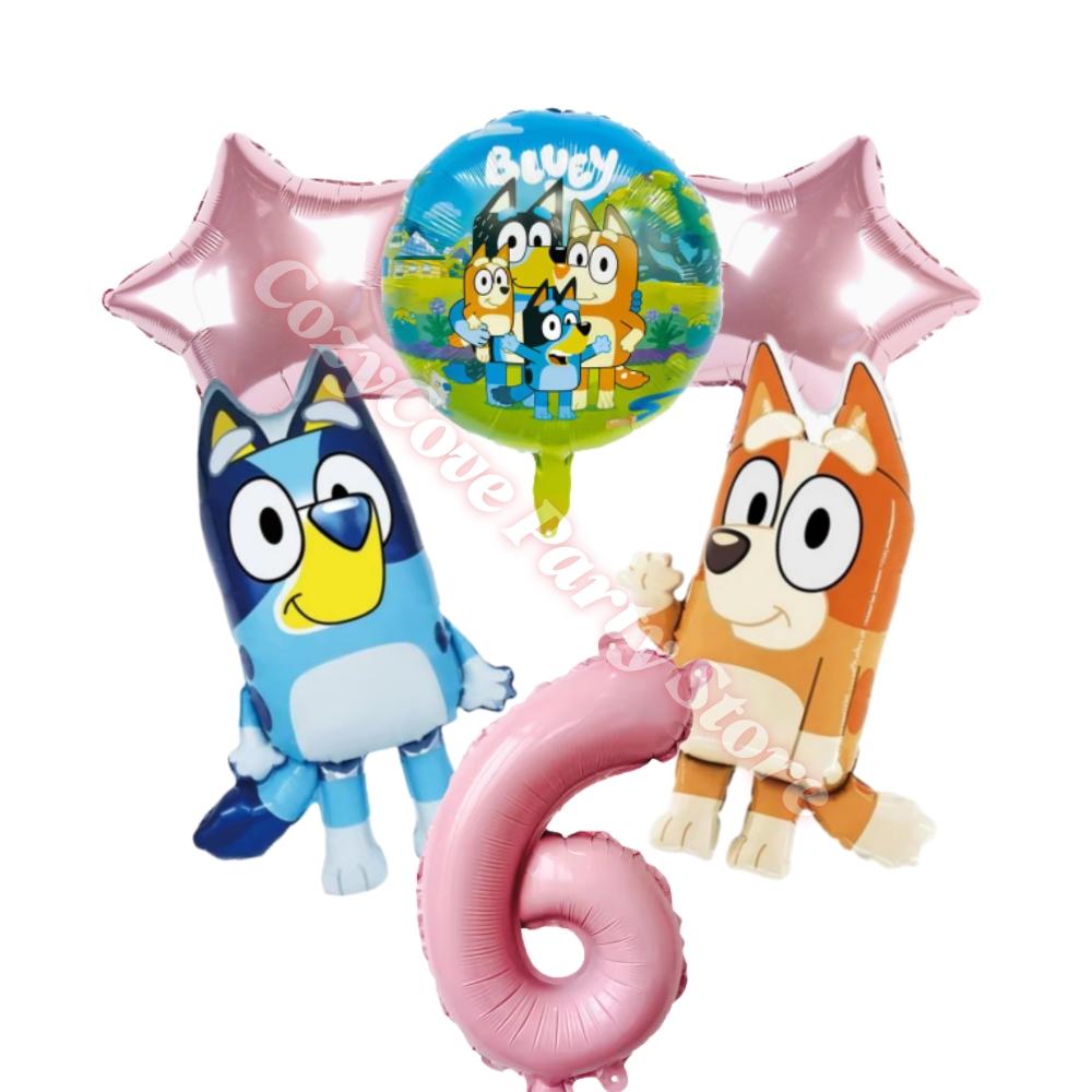 Pink Bluey Birthday Party Decoration Bingo Puppy Tableware Set Cup Plate Straws Balloons For Kids Favor Gifts Photo Booth Props