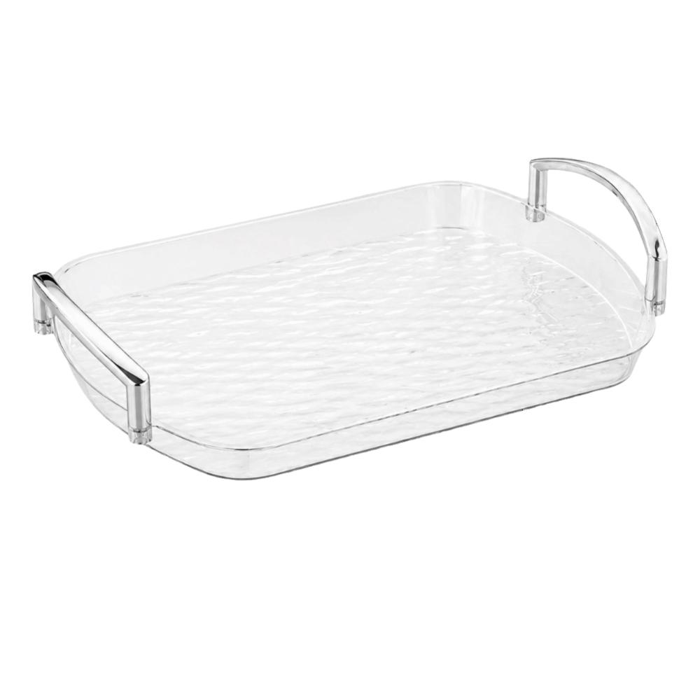 Transparent Clear Luxury Tray Gold Rim Dining Tea Serving Platter Decorative Tray Home Decor