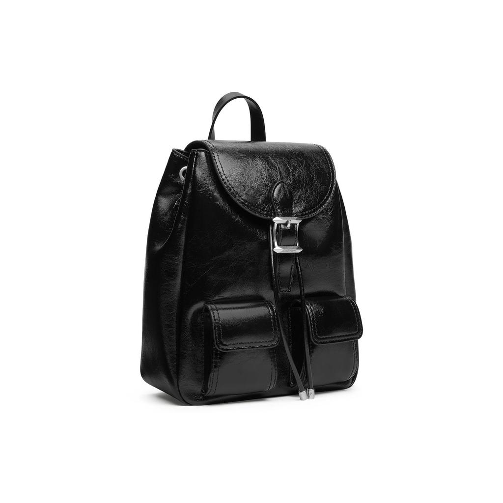 Charles & Keith Vintage Imitation Waxed Leather Simple Commuter PU Backpack Medium Women backpack CK2-60160240