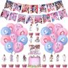 Набор для украшения на день рождения, вечеринка, айдол, корейский, милый, дети, мальчики, девочки, розовый, голубой, гирлянда с надписью "С днем рождения", баннер, воздушные шары, топпер для торта, набор из 32 штук