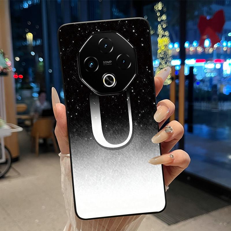 Anti-scratch Phone Case For Umidigi G100 Pro/G100 5G Soft Silicone Black Casing Lucky A-Z Letter With Flower Couple Shell