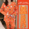 Santa Claus Women's Round Neck Pajama Set - Long Sleeve, Long Pants, Sweet and Lovely Homewear