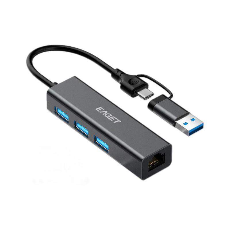 Yijie USB/Type-C 2-в-1 в RJ45 Гигабитная Сетевая Карта Без Драйверов и 3-портовый Конвертер-Хаб