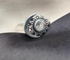 Crystal Quartz Sterling Silver Ring: Boho Crescent Moon Jewelry
