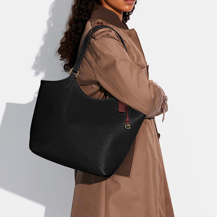 COACH Day Leather Combo Bag, Tote Bag, Shopping Bag, Shoulder Bag Large Womens Black