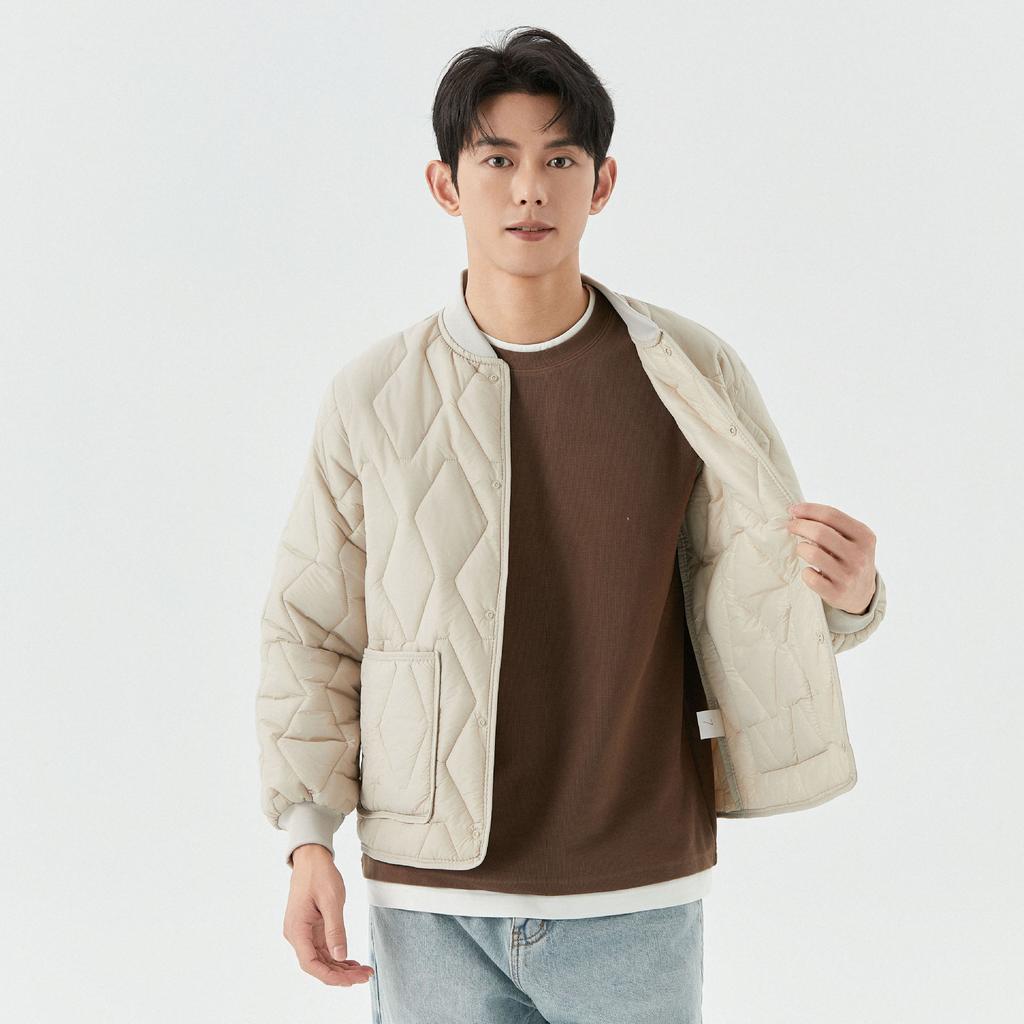 Зимой, для мужчин, Увеличенная толщина, Добавлен велюр для тепла, Длинные рукава, Хлопковая одежда, Свободный крой, Воротник на резинке, Хлопковая одежда