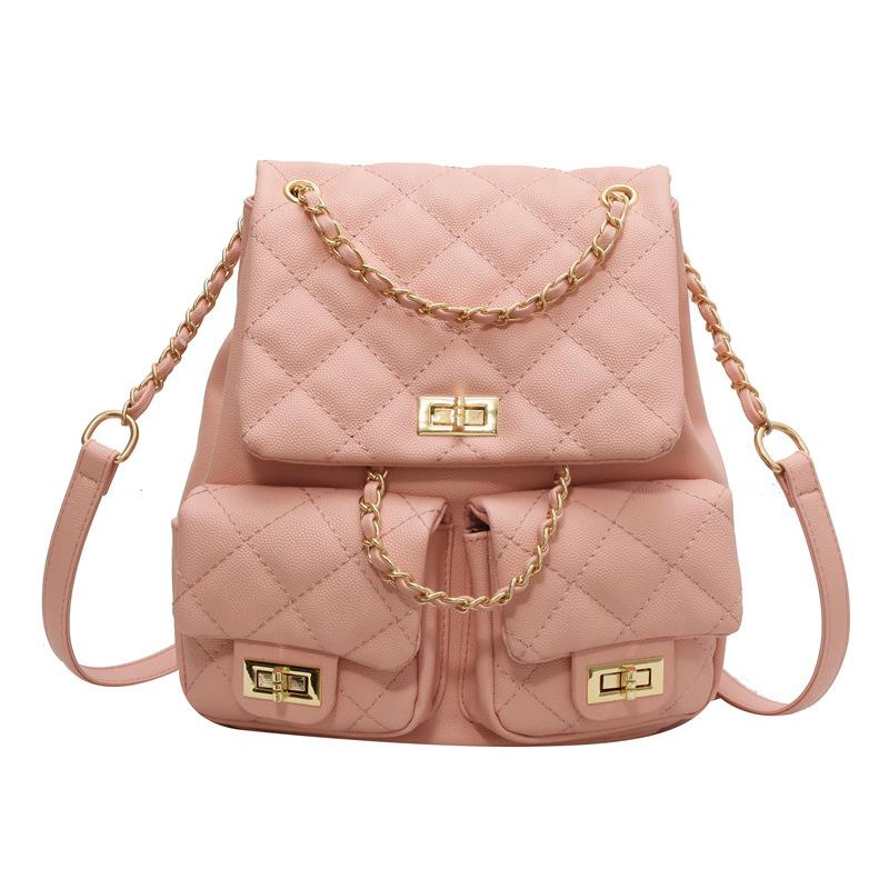 Простой ромбовидный повседневный рюкзак на цепочке, женский новый модный дорожный рюкзак, летний студенческий маленький рюкзак