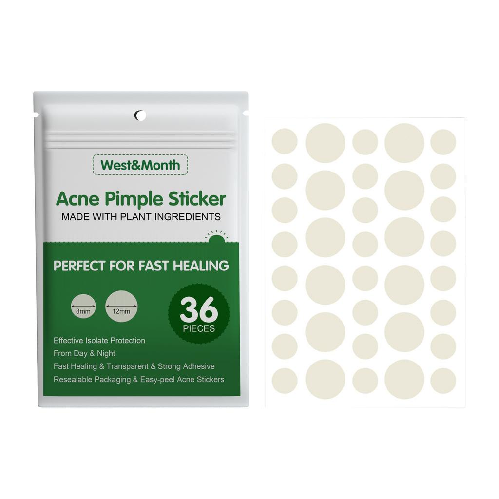 WEST MONTH Hydrocolloid Acne Patches, Invisible Makeup Patches, Waterproof Breathable, Gentle Lightweight Pimple Patches for Face, 36 Count