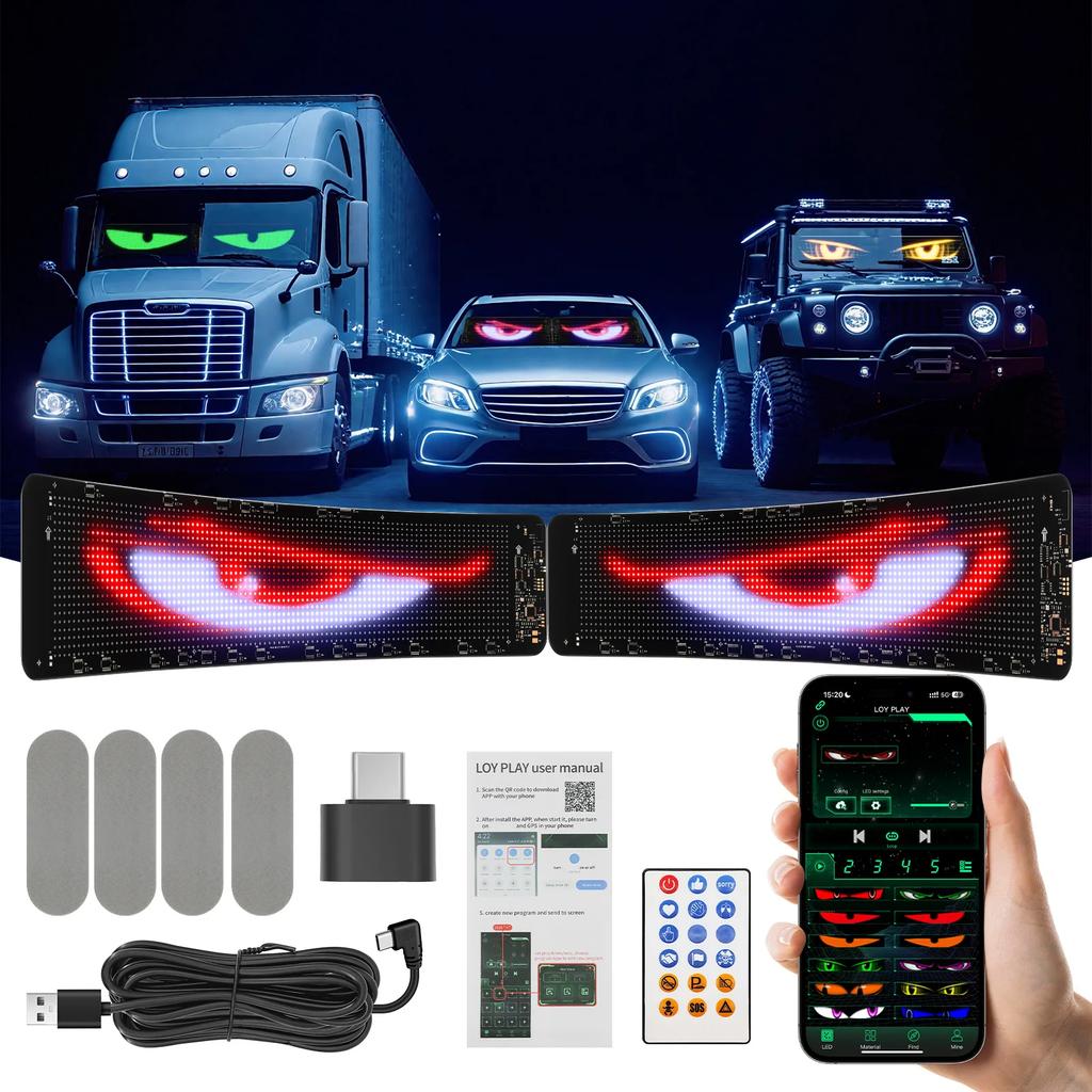 RGB LED Car Sign Animation LED Matrix Pixel Panel DIY Programmable Bluetooth-compatible App Control LED Flexible Display Light