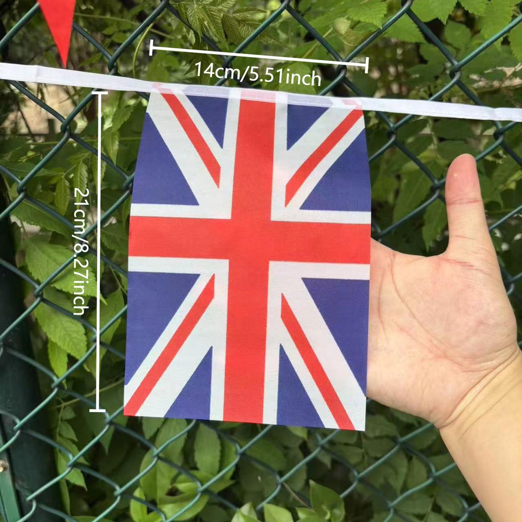 10m (32.8ft) 30 Flags UK British Flag String Flag Pennant Decoration Hanging Flag Pull Flag National Day Garden Decoration