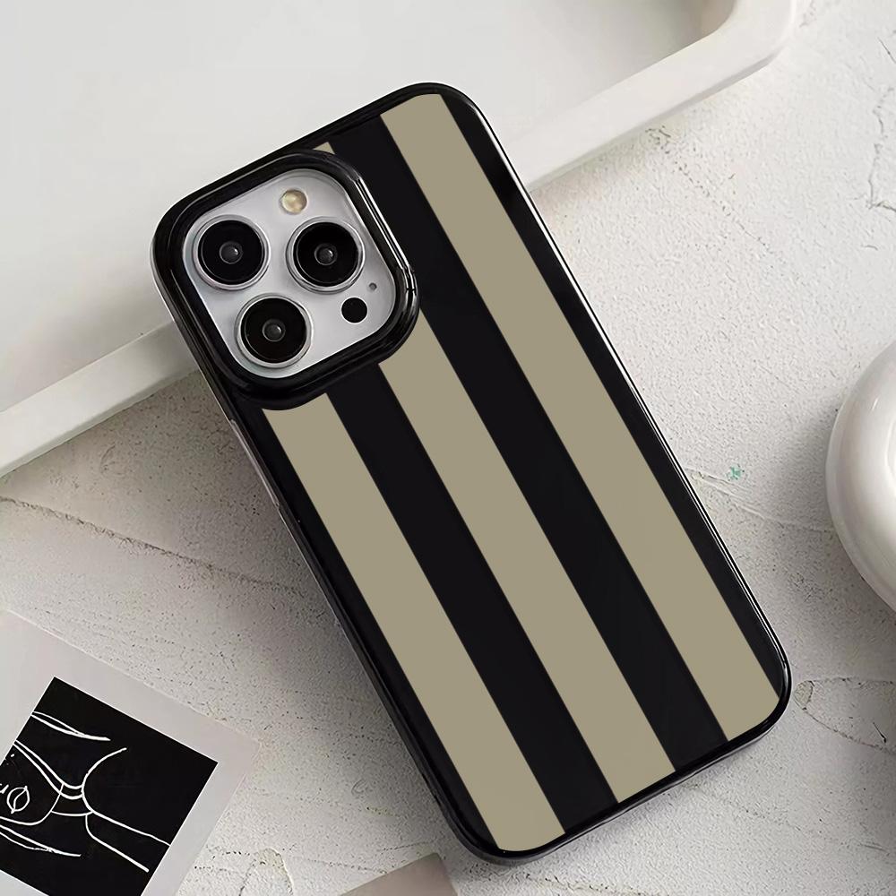Минималистичный Чехол-Броня с Полосками и Зеркалом для iPhone 17 Air 16 15 13 12 11 Pro Max Pro Plus Легкий Funda Чехол