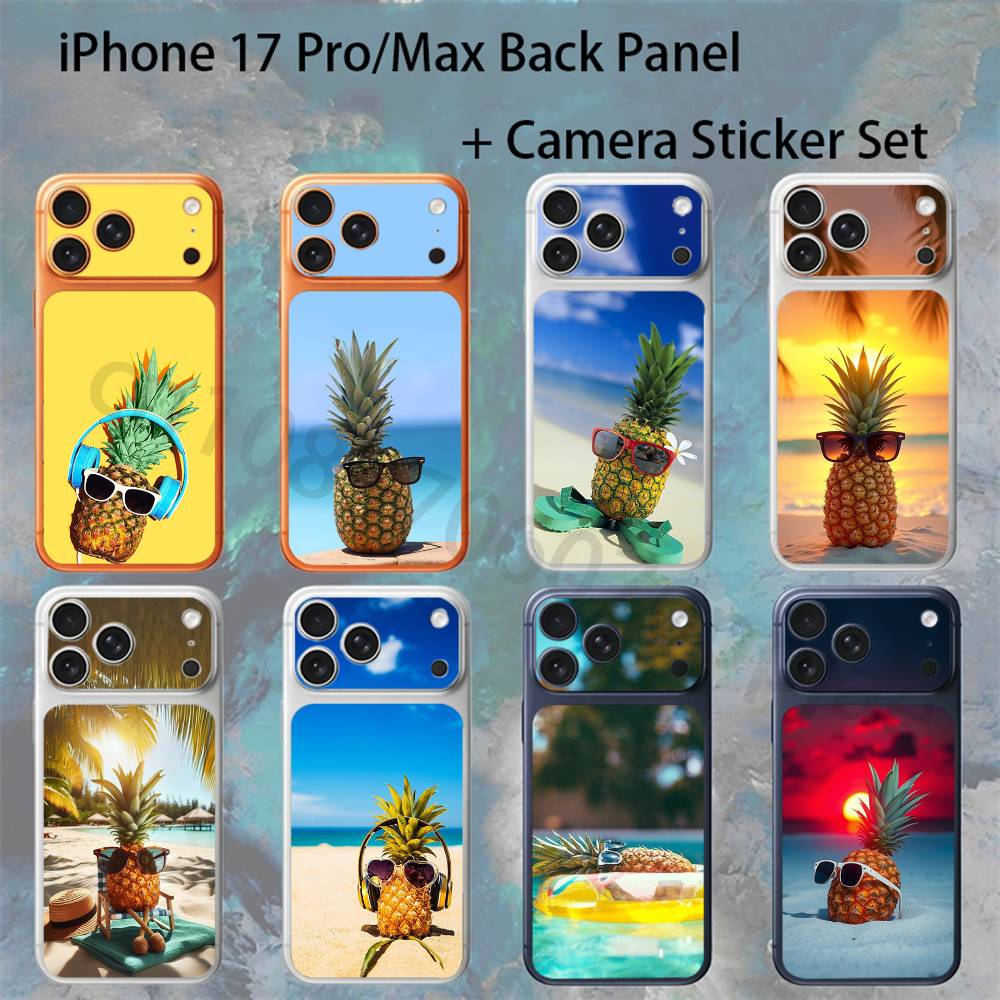 Vacation Pineapple For iPhone 17 Pro /Pro Max Battry Back Cover with Camera Decal Skin Rear Protective Sticker Film