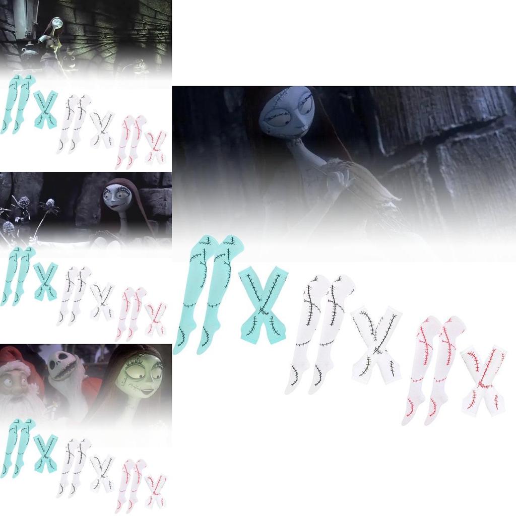 Модный комплект перчаток и носков Trendy Sally цвета морской волны с черной строчкой для косплея