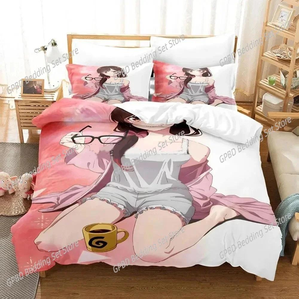 3D Anime Rent-A-Girlfriend Chizuru Duvet Cover Bedding Set Comforter Linen Pillowcases Home Decor Single Double Twin King Queen