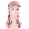 2025 Print Pre-Tied Hat Women Muslim Long Tail Headscarf Hijab Turban Visor Chemo Cap Bonnet Hair Loss Head Wrap Turbante Mujer